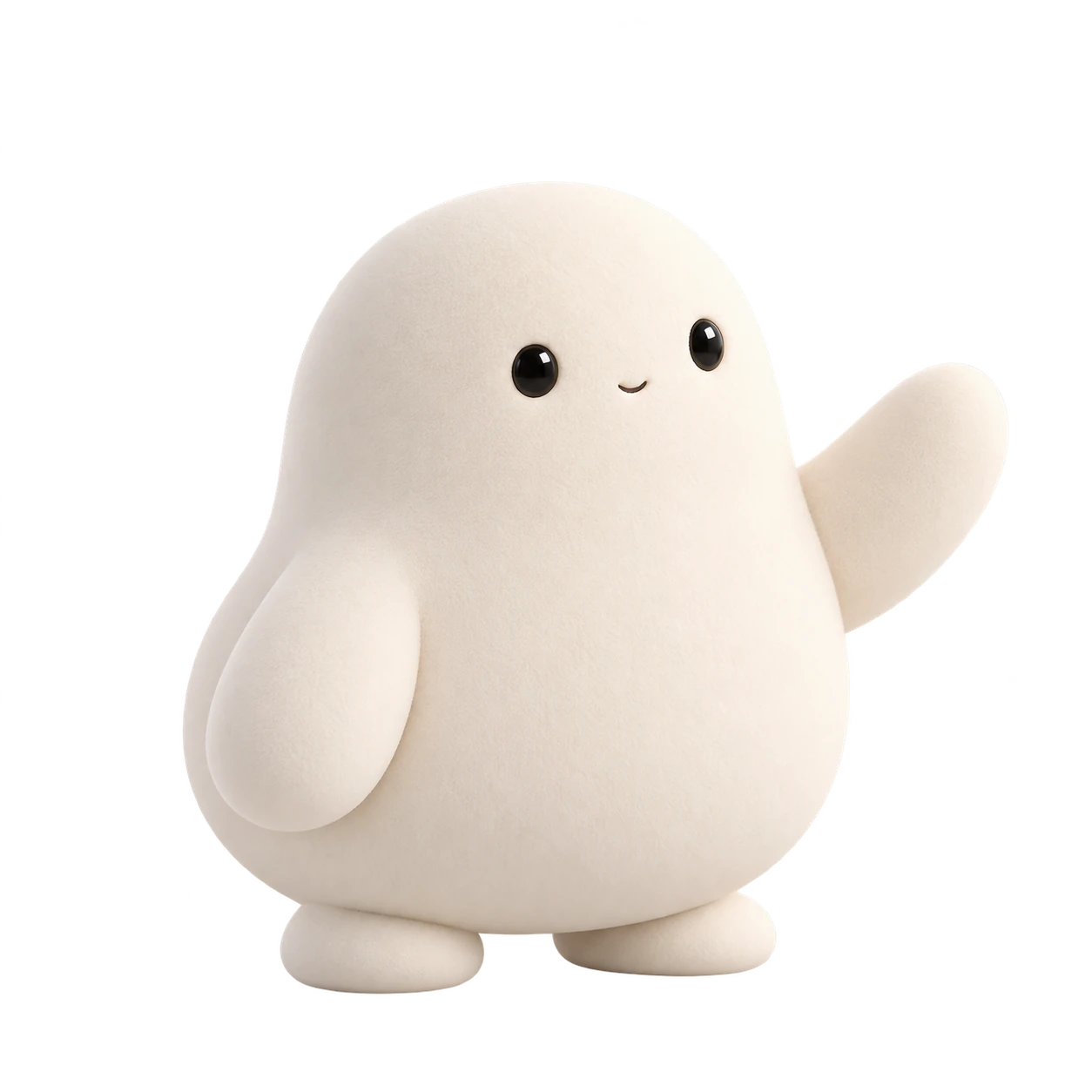 Mallow, a cream blob, waving
